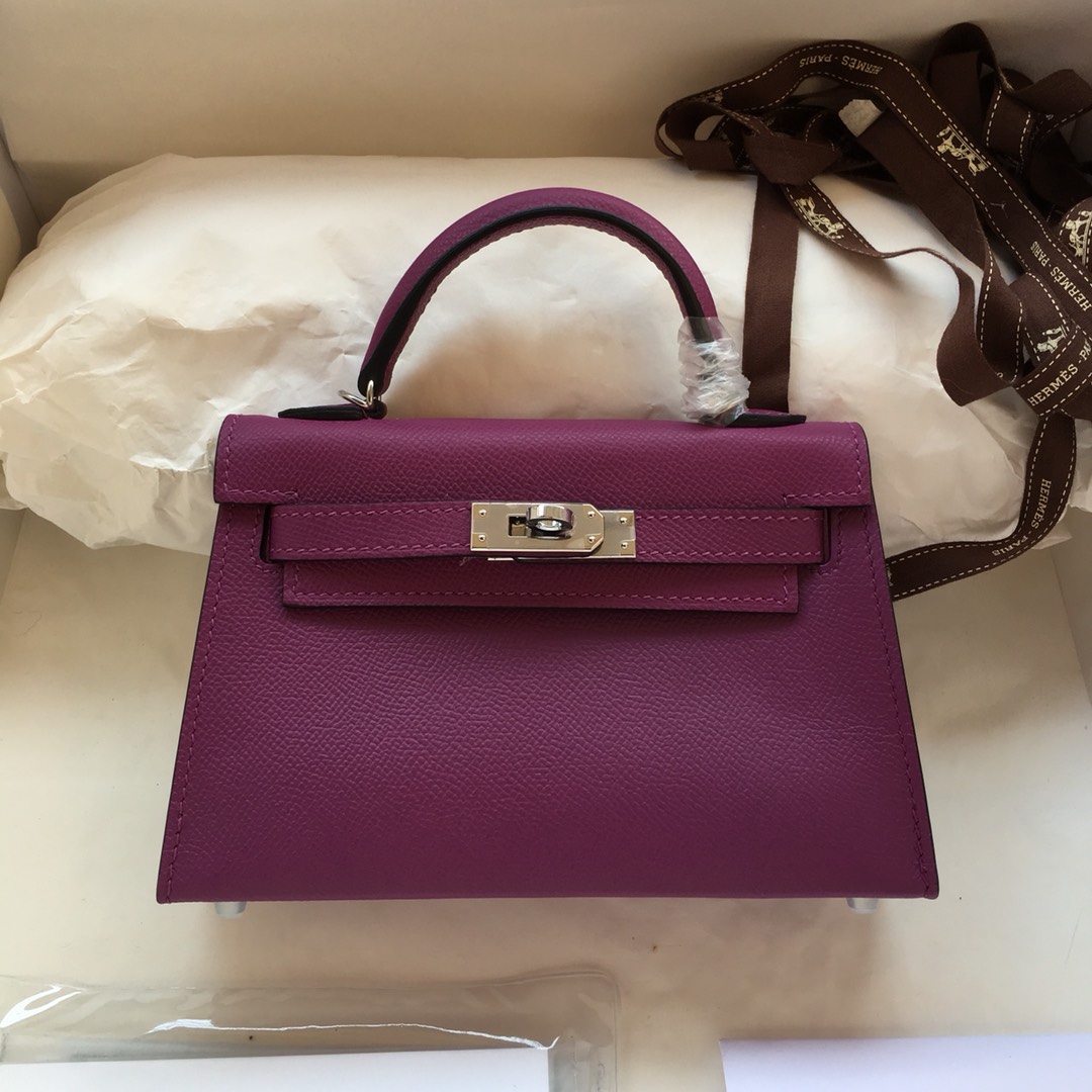 Hermes Kelly Mini II Bag 19CM In Anemone Epsom Leather